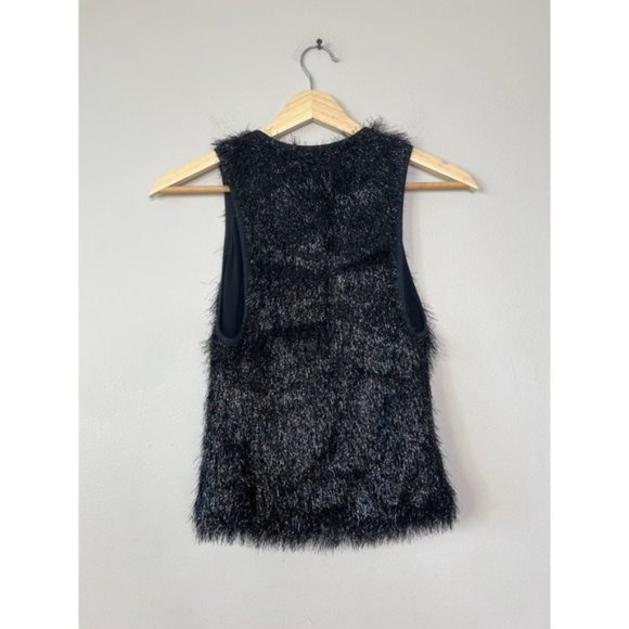 NWT Smythe Tinsel Sleeveless Crop Black Crewneck Blouse Top - Picture 6 of 7